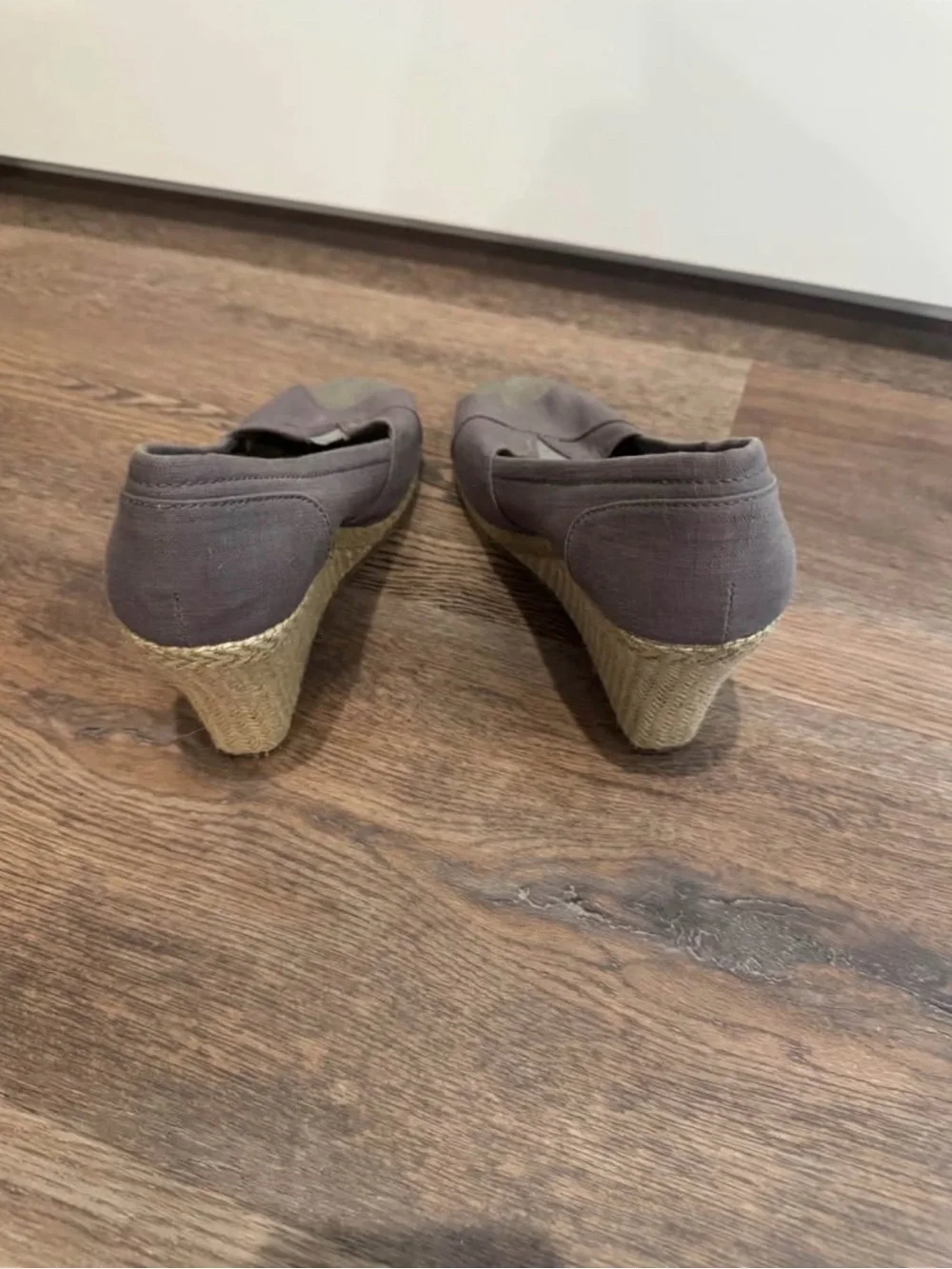 Skechers Women's Gray Taupe Peep-Toe Wedge Slip-Ons